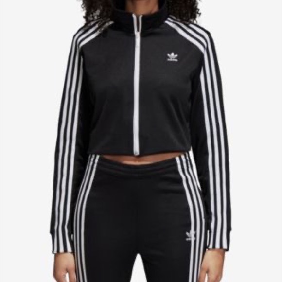 Cropped Adidas three stripe zip up - Picture 1 of 3